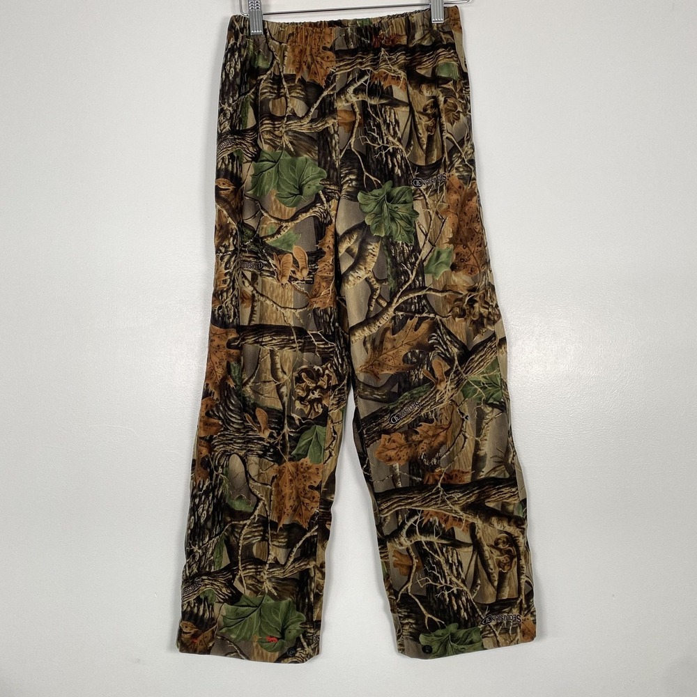 AGO Snow Pants Youth Medium Brown Camo Fleece Elastic Waist Hunting Seclusion 3D